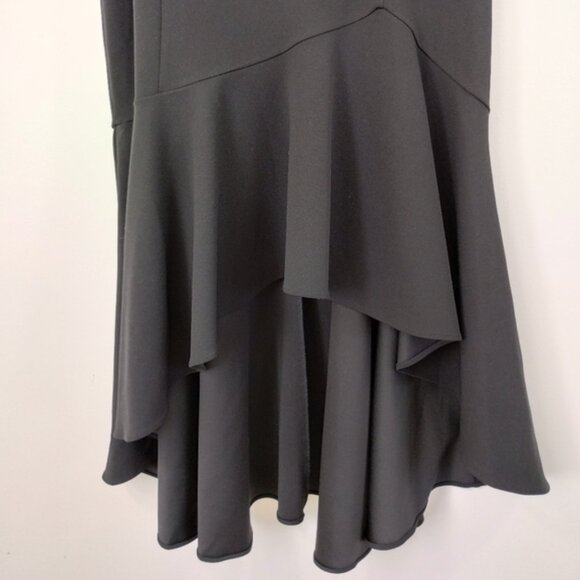 Calvin Klein Hi Low Ruffle Hem Sleeveless Midi Dress Size 10 Black Classic - Picture 6 of 9
